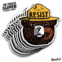 Jack'D Up Tees 'Resist' Smokey The Bear 3" MacBook/Laptop Decals - X10 Value Pack (Color)