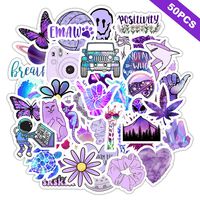 Vsco Girls Stickers for Water Bottles（50Pack）, Purple Waterproof Stickers for Hydro Flask,Laptop,Phone,Travel, Photo Sharing, Outdoor - Cute, Trendy, Aesthetic Vinyl Stickers for Teen Girls, Kids