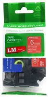 LM Tapes - Compatible with Brother PT-D210 Label Printer 6mm White on Red Compatible TZe P-Touch Tape (1/4" 0.23 Laminated) for ptouch Model PTD210 Label Maker