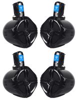 2 Pairs Rockville RWB65B 6.5" Black Marine Wakeboard Tower Speakers - 1000 Watts