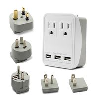 Aisilk Travel Adapter Charger Kit - Travel Charger W/Triple 2.4A USB Ports + 2 Outlets, Includes Plugs for Europe, UK, China, Australia, Japan - Perfect for Laptop, Cell Phone, Camera and More