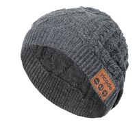SansyGoods Bluetooth Beanie Hat Earbud Wireless Headphone Headset Earphone Speakerphone Wireless Hands-Free Hat Sport Knit Cap, Built-in Mic Warm Soft Winter Knitted Short Cap Mic Outdoor BB019_Grey