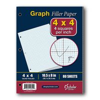 iScholar Quad Filler Paper, 4 Squares per Inch, 10.5 x 8 Inches, 80 Sheets (24844)