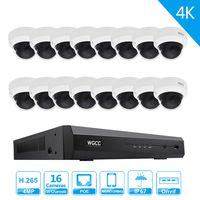 WGCC 16 Channel Home Security Cameras System 1080P 16CH HDMI NVR with 16 4MP Night Vision Indoor Outdoor Dome Cameras