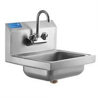 AmGood Wall Mounted Hand Sink with Gooseneck Faucet | 17" x 15" x 5"
