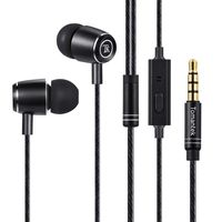 TOMANTEK TK-EM203 Earphones Headphones, High Definition, in-Ear, Tangle Free, Noise Isolating with Microphone & 3.5mm Cable for iPhone, iPod, iPad, MP3 Players, Samsung Galaxy etc,Black