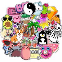 Cute VSCO Vinyl Stickers 50 Pcs for Hydroflasks Water Bottles Cartoon Stickers for Scrapbooks Laptop Helmet Luggage Graffiti Stickers for Kids Teens Adults Girls Boys