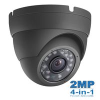 2MP Wide Angle (TVI CVI AHD) Indoor Outdoor Dome CCTV Camera, Dome Camera 1080P Day Night Vision Security IR Analog Camera, Waterproof Full HD Eyeball Cam for Home Video Surveillance (Metal, Gray)