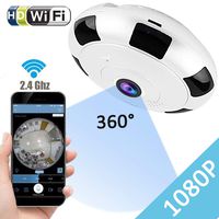 IP Camera 360 WiFi 1080P Outdoor Indoor Dome Camera Panoramic with Audio Motion Detection Alarm Monitor at Night for Home Security Support TF Card Android iOS,Home Electronic (White)
