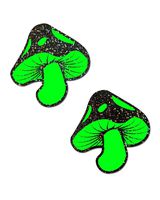 iHeartRaves Glow In The Dark Neon Green Mushroom Pasties (Set of 2 Pasties)