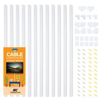Cable Concealer On-Wall Cord Cover Raceway Kit - 12 White Cable Covers - Cable Management System to Hide Cables, Cords, or Wires - Organize Cables to TVs and Computers at Home or in The Office