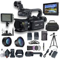 Canon XA15 Compact Full HD Camcorder with SDI, HDMI, and Composite Output Professional Bundle. Includes Extra Battery, Case, LED Light, External Monitor, Mic, Tripod and More