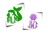 Monogram Custom Vinyl Decal/Mermaid or Pineapple Personalized Tumbler Sticker/Laptop Skins/Home Decor