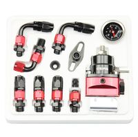 OSIAS Universal Adjustable Fuel Pressure Regulator Kit +100 Psi Pressure Gage AN6 Fitting Connectors Kit Black & Red