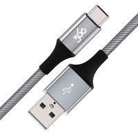 360 Electrical 360654-TU Habitat 4ft Premium Braided Charging Cable with USB-C to USB-A Connectors - Modern Collection-Tungsten
