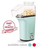 DASH DAPP150V2AQ04 Hot Air Popcorn Popper Maker with Measuring Cup to Portion Popping Corn Kernels + Melt Butter, 16, Aqua