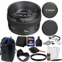 Canon EF 50mm f/1.4 USM Lens + 58m UV Filter + Tulip Lens Hood + 32GB Memory Card + Wallet + Reader + Dust Blower + Pouch + Lens Cap Holder + 5pc Cleaning Kit