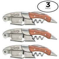 VinOrama Waiters Corkscrew Rosewood Inlay 3-in-1 Wine Opener, Beer Bottle Opener and Foil Cutter, The Best Choice of Professional Waiters and Bartenders Around the Globe 3 Pack