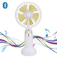 Mini Handheld Fan - USB Rechargeable Personal Portable Electric Fan Adjustable 3 Speeds with Music Function for Home Office Outdoor Traveling Camping Hiking (White)