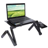 Gladys Moses Portable Adjustable Aluminum Laptop Desk/Stand/Table - Ergonomic TV Bed Lap Tray with Vented Cooling Fans (Black)
