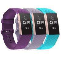 adepoy Compatible with Fitbit Charge 3 Bands for Women Men Large Small, Adjustable Replacement Wristbands for Fitbit Charge 3 and Fitbit Charge 3 SE, 3 Pack, Teal, Lavender, Plum, Small