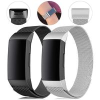 Find-MyWay Replacement Compatible with Fitbit Charge 3 Bands/Charge 3 SE Metal Bands Wristband Accessory Breathable Sport Bracelet Strap Small & Large for Women Men Silver Rose Gold 10 Colors