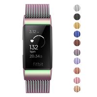 Fitlink Stainless Steel Metal Replacement Bands for Fitbit Charge 3 and Charge 3 SE for Women Men,Multi Color Multi Size(Rainbow,Large(6.1 ''- 9.9''))