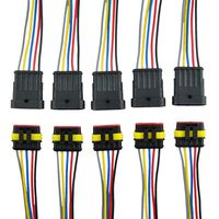 MUYI 5 Sets 18AWG Waterproof Electrical Connectors Kit 1.5mm Series Terminal and Rubber Seal with 10cm Wire Weatherpack Connectors (5 pin)
