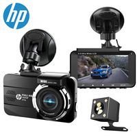 HP Dual Dash Cam Built-in GPS FHD 1080P Front Rear Dashboard Recorder with Sony Sensor, 3'' LCD Screen, 155° Wide Angle, G-Sensor, Loop Recording
