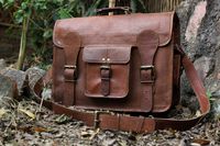 Vintage Leather Messenger Bag Briefcase/Fits upto 15.6 Inch Laptop 16 Inch Shoulder bag by VINTAGE COUTURE