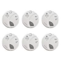 First Alert BRK SC7010BV-6 Hardwired Talking Photoelectric Smoke and Carbon Monoxide (CO) Detector, 6 Pack