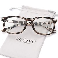 GUVIVI Blue Light Blocking Glasses Square Nerd Eyeglasses Frame Anti Blue Ray for Men Women Computer Game Glasses Transparent Lens (Leopard)