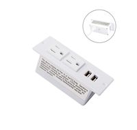 Desktop Power Grommet with 2-Socket and 2-USB port Recessed Power Strip 9.85 FT Extension Power Cord