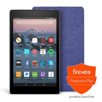 Fire HD 8 Protection Bundle with Fire HD 8 Tablet (32 GB, Black), Amazon Cover (Cobalt Purple) and Protection Plan (2-Year)