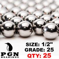 PGN - 1/2" Inch (0.5") Precision Chrome Steel Bearing Balls G25 (25 PCS)
