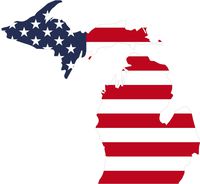 State flag inside Michigan 4x4.3 inches sticker decal die cut vinyl - Made and Shipped in USA