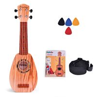 Fun Little Toys 17 Inch Toy Guitar Ukulele for Kids, Musical Instruments for Kids with Strap, Picks and Tutorial, Learning Educational Toys for Boys and Girls (Burlywood)