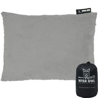 Wise Owl Outfitters Camping Pillow Compressible Foam Pillows - Use When Sleeping in Car, Plane Travel, Hammock Bed & Camp - Adults & Kids - Compact Small & Large Size - Portable Bag - MD Grey