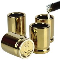 Barbuzzo 50 Caliber Shot Glass - Set of 4 Shot Glasses Shaped like Bullet Casings - Step up to the Bar, Line 'Em Up, and Take Your Best Shot - Great Addition to the Mancave - Each Shot Holds 2-Ounces