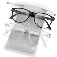 Mamjoin Blue Light Blocking Glasses, Square Computer Eyewear Clear Lens Eyeglasses Frame for Men Women Youth, Anti Eye Strain and Glare, UV400 Protection, 2 Pack Black and Transparent