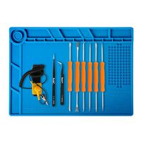 Kaisiking Magnetic Silicone Soldering Mat Heat Resistant Soldering Repair Work Mat Electronics Soldering Mat with 6 Soldering Aid Tool, Anti-Static Wrist and 2 Tweezers Repair Work Mat,13.8 x 9.8 inch