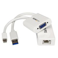 StarTech.com MacBook Pro VGA and Gigabit Ethernet Adapter Kit - MDP to VGA - USB 3.0 to GbE w/USB Pass-Through Port - White (MACPRMDPUGBK)