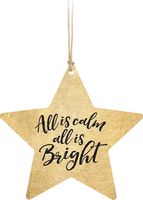 P. Graham Dunn All is Calm All is Bright Star Gold Tone 3.4 x 3.2 Wood Christmas Ornament