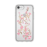 Speck iPhone 8 Presidio Clear + Print Case, IMPACTIUM 8-Foot Drop Protected iPhone Case that Resists UV Yellowing, Golden Blossoms Pink/Clear