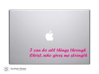 I Can Do All Things Through Christ Who Gives Me Strength. Bible Verse Vinyl Car Sticker Symbol Silhouette Keypad Track Pad Decal Laptop Skin Ipad Macbook Window Truck Motorcycle