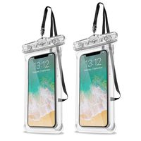 Procase Universal Waterproof Case Cellphone Dry Bag Pouch for iPhone 11 Pro Max Xs Max XR XS X 8 7 6S Plus, Galaxy S10 Plus S10 S10e S9+/Note 10 10+ 5G 9 8, Pixel 4 XL up to 6.8" - 2 Pack, Clear