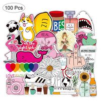 Watter Bottles Laptops Stickers 100 Pcs Extra Durable Aesthetic Stickers Vinyl Decals for Teens Girls Bumper Helmet iPad Luggage Travel Case Car Motorcycle Bicycle Bike Skateboards Sticker (Cute)