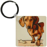 3dRose Cute and Cuddly Canine Standing Dachshund - Key Chains, 2.25 x 4.5 inches, set of 2 (kc_129125_1)