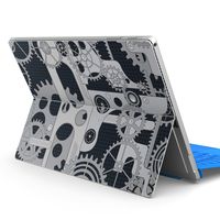 igsticker Ultra Thin Premium Protective Back Stickers Skins Universal Tablet Decal Cover for Microsoft Surface Pro 4/ Pro 2017/ Pro 6(2018) 008016 Black　Black　Gear　Illustration