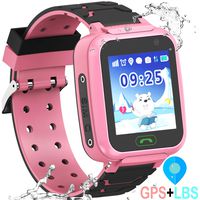 Kids Waterproof GPS Smartwatches Phone - WiFi GPS LBS Tracker Locator 1.4" Touch Screen Wrist Watch with SOS Call Voice Chat Pedometer Camera Alarm Clock for Back to School Boys Girls (Pink)